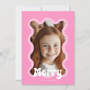 Frohe Weihnachten Pink Scallop Wave Holiday Design
