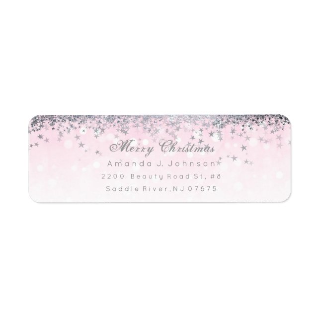 Frohe Weihnachten Pink Silver Stars Snow Confetti (Vorne)