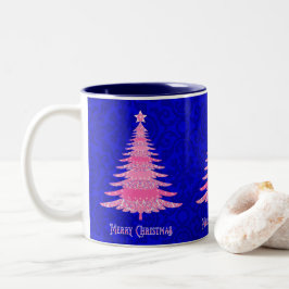 Frohe Weihnachten Pink Tree Sparkle Schneeflocken Zweifarbige Tasse
