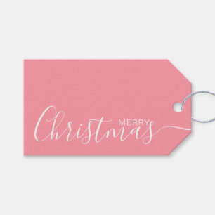 Frohe Weihnachten Pink White Minimalistisch Geschenkanhänger