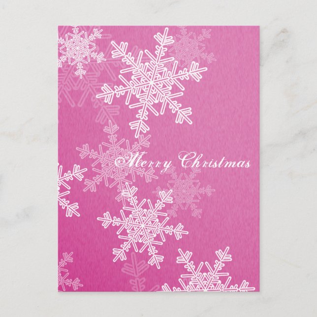 Frohe Weihnachten Pink White Snowflakes Minimalist (Vorderseite)