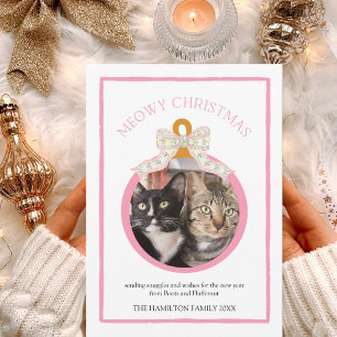 Frohe Weihnachten Pinker Schmuckanhänger Katze 3 F