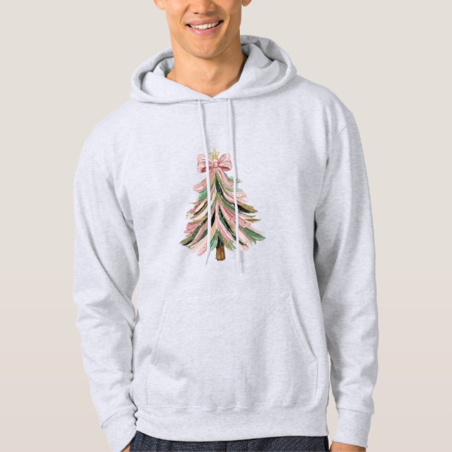 Frohe Weihnachten Pinselstrich Baum Hoodie (Vorderseite)