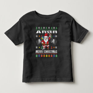 Frohe Weihnachten Piraten-Sankt-klebrige Kleinkind T-shirt
