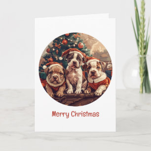 Frohe Weihnachten Pit Bull Welpen Hunde