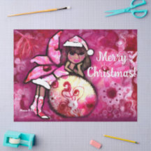 Frohe Weihnachten Pixie Whimsical Floral Decoupage