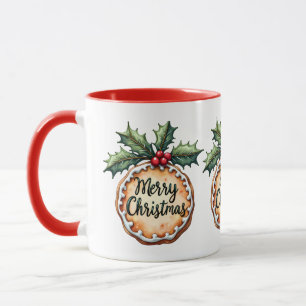 Frohe Weihnachten Plätzchen mit Stechpalmen-Beeren Tasse