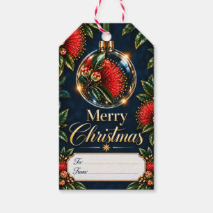 Frohe Weihnachten Pōhutukawa-Anhänger mit Botschaf Geschenkanhänger