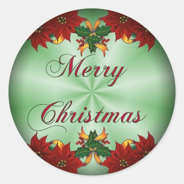 Frohe Weihnachten Poinse verblassen ringsum Runder Aufkleber (Vorderseite)