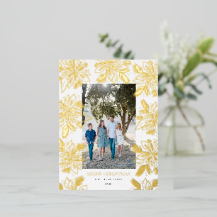 Frohe Weihnachten Poinsettia Blume White Folien Feiertagspostkarte