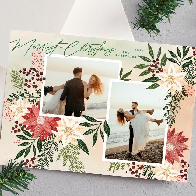 Frohe Weihnachten Poinsettia Botanische FotoCollag (Von Creator hochgeladen)