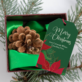 Frohe Weihnachten Poinsettia Elegant Grünes Geschä Geschenkanhänger