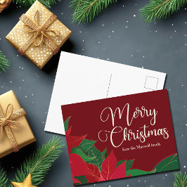 Frohe Weihnachten Poinsettia Elegant Red Custom Postkarte