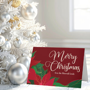 Frohe Weihnachten Poinsettia Elegant Rot individue Karte