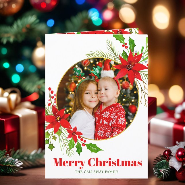 Frohe Weihnachten Poinsettia Familienbrief Foto (Von Creator hochgeladen)