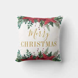 Frohe Weihnachten Poinsettia Floral Kissen