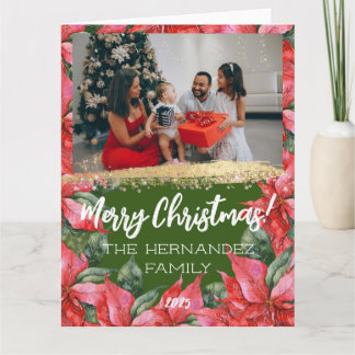 Frohe Weihnachten Poinsettia Holiday Family Foto Karte