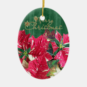 Frohe Weihnachten Poinsettia Keramik Ornament