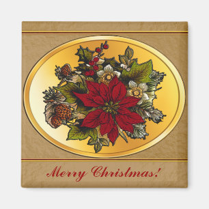 Frohe Weihnachten Poinsettia Magnet