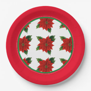 Frohe Weihnachten Poinsettia Papierparty-Teller Pappteller