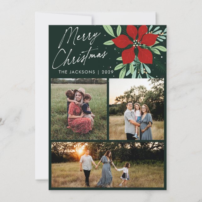 Frohe Weihnachten Poinsettia Weihnachtsdesign (Vorderseite)
