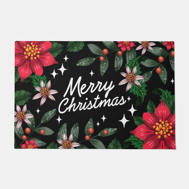 Frohe Weihnachten Poinsettias Doormat Fußmatte (Vorderseite)