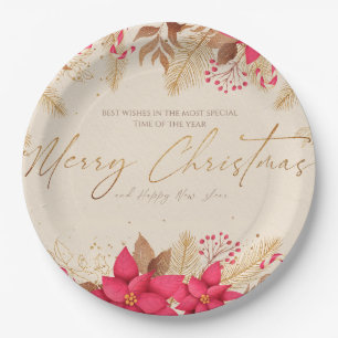 Frohe Weihnachten Poinsettias Pappteller