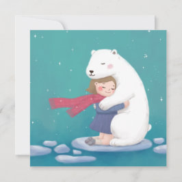 Frohe Weihnachten: Polar Bär & Child Illustration Einladung