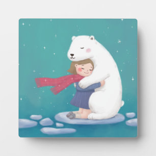 Frohe Weihnachten: Polar Bär & Child Illustration Fotoplatte