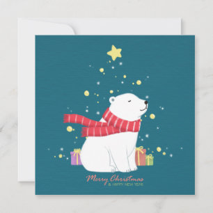 Frohe Weihnachten: Polar Bear Illustration Art Feiertagskarte