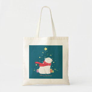 Frohe Weihnachten: Polar Bear Illustration Art Tragetasche