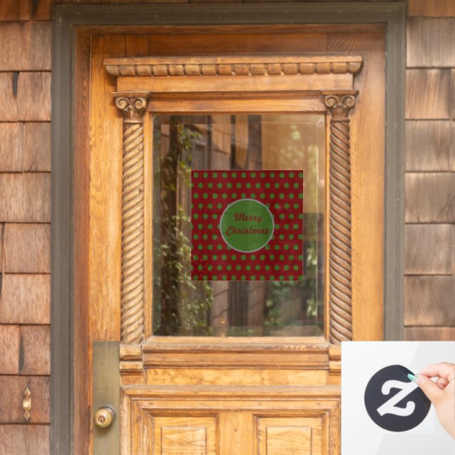Frohe Weihnachten Polka Dot Window Cling (Maroon) Fensteraufkleber (Haustür)