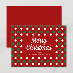 Frohe Weihnachten Polka Dots Red Postkarte