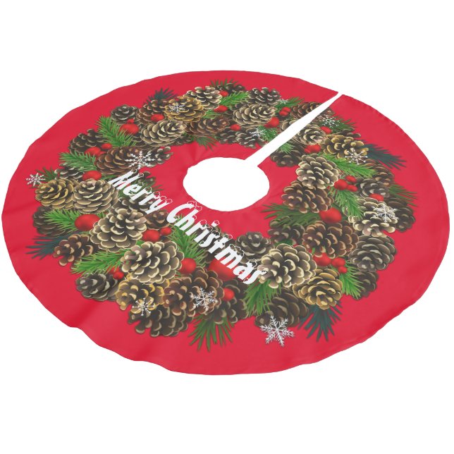 Frohe Weihnachten Polyester Weihnachtsbaumdecke (Schrägansicht)