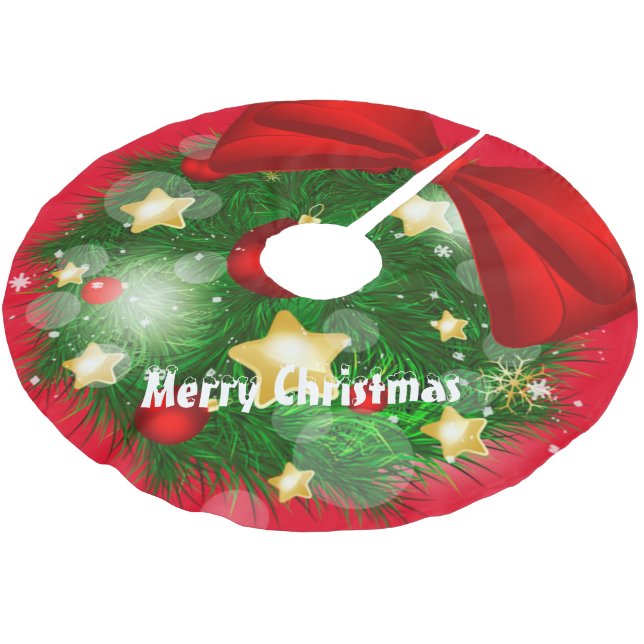 Frohe Weihnachten Polyester Weihnachtsbaumdecke (Schrägansicht)