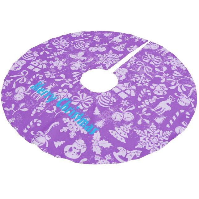 Frohe Weihnachten Polyester Weihnachtsbaumdecke (Schrägansicht)