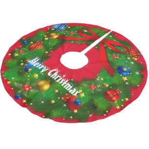 Frohe Weihnachten Polyester Weihnachtsbaumdecke