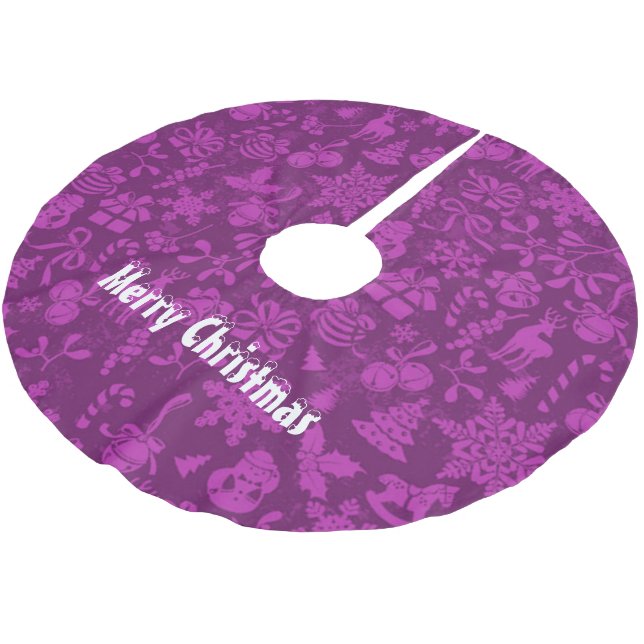 Frohe Weihnachten Polyester Weihnachtsbaumdecke (Schrägansicht)