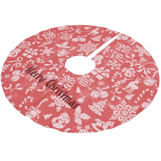 Frohe Weihnachten Polyester Weihnachtsbaumdecke (Schrägansicht)