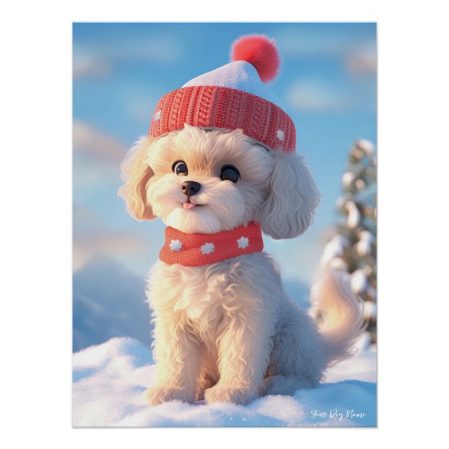 Frohe Weihnachten, Poodle Dog Puppy 02 - Happy Chr Poster (Vorderseite)