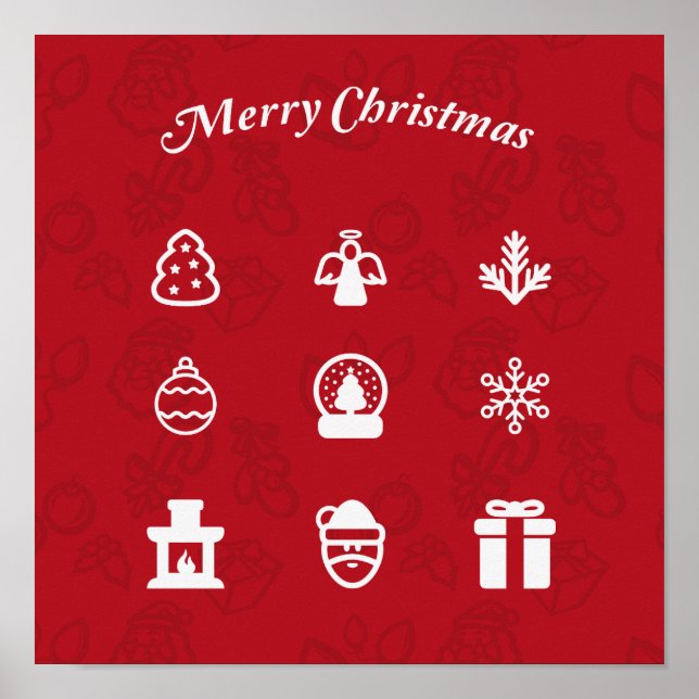 Frohe Weihnachten Popular Icons Set Poster (Vorne)