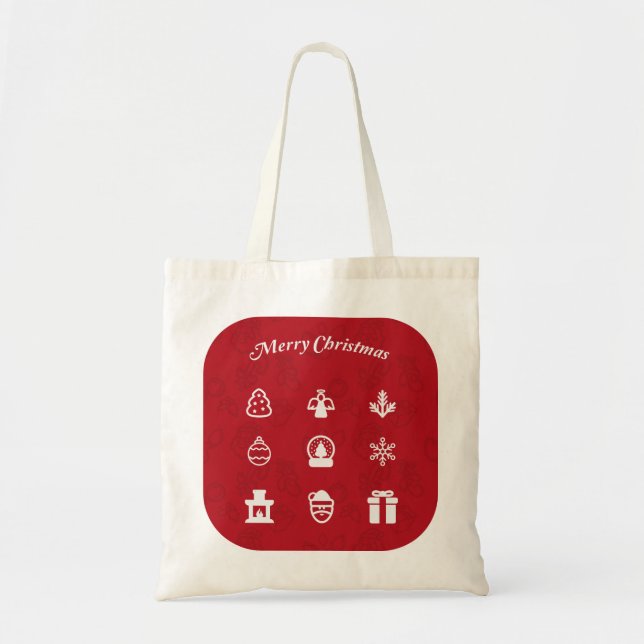 Frohe Weihnachten Popular Icons Set Tragetasche (Vorne)