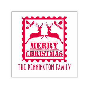 Frohe Weihnachten Postwertzeichen Familienname Permastempel
