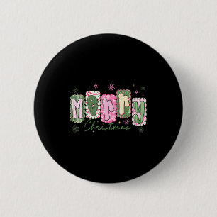 Frohe Weihnachten Preppy Girly Mädchen Frauen Kind Button