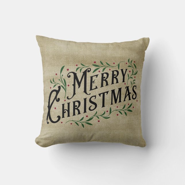 Frohe Weihnachten - Primitive Länder Kissen (Vorderseite)