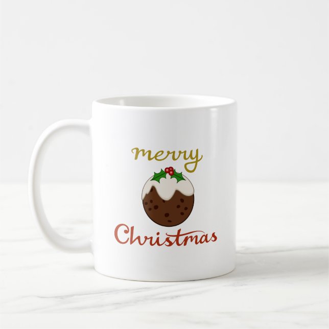 Frohe Weihnachten+Pudding Design Kaffeetasse (Links)