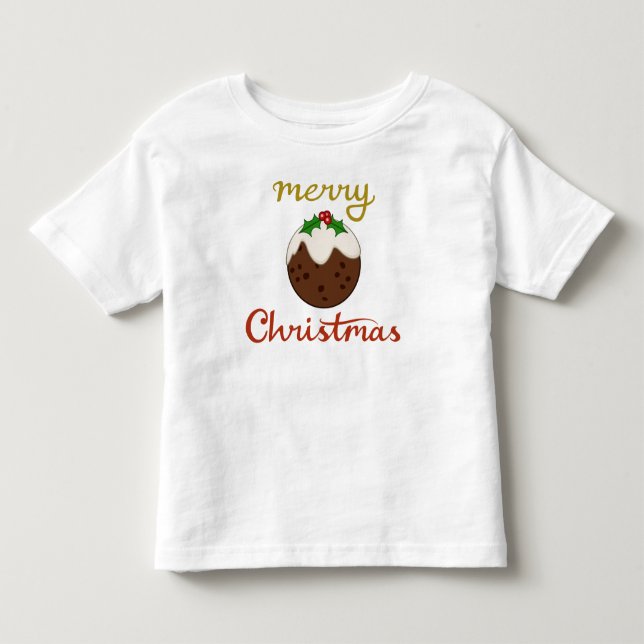 Frohe Weihnachten+Pudding Design Kleinkind T-shirt (Vorderseite)