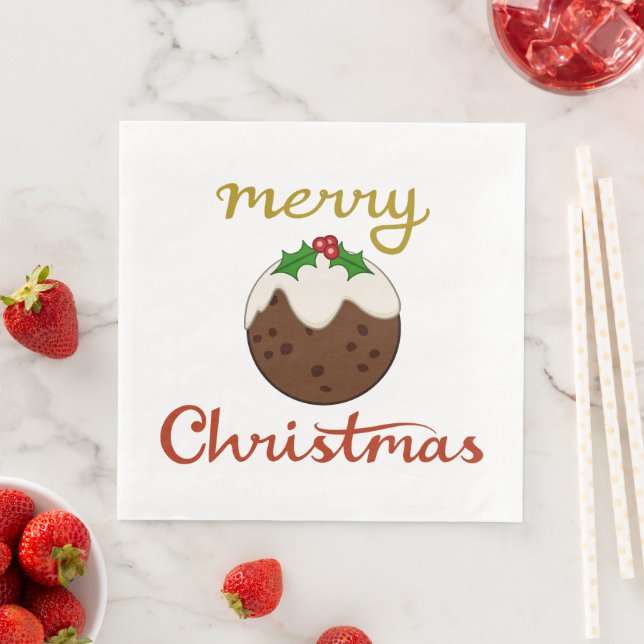 Frohe Weihnachten+Pudding Design Serviette (Beispiel)
