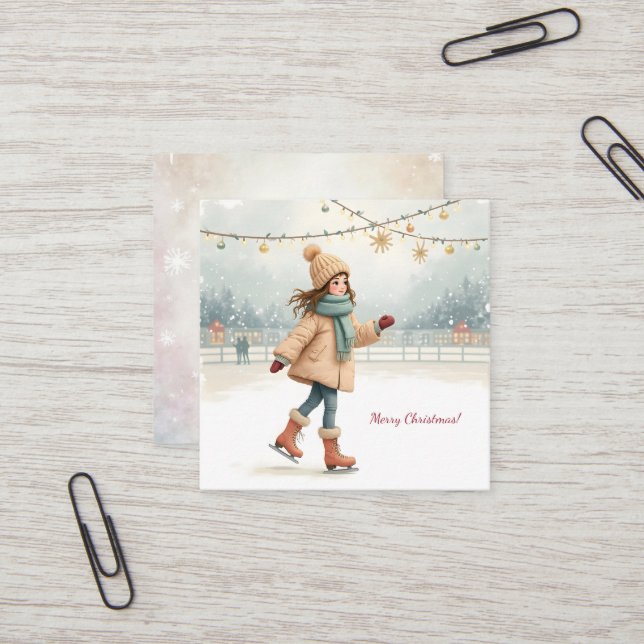Frohe Weihnachten! Quadratische Visitenkarte (Vorderseite/Rückseite Beispiel)