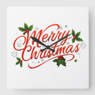 Frohe Weihnachten Quadratische Wanduhr
